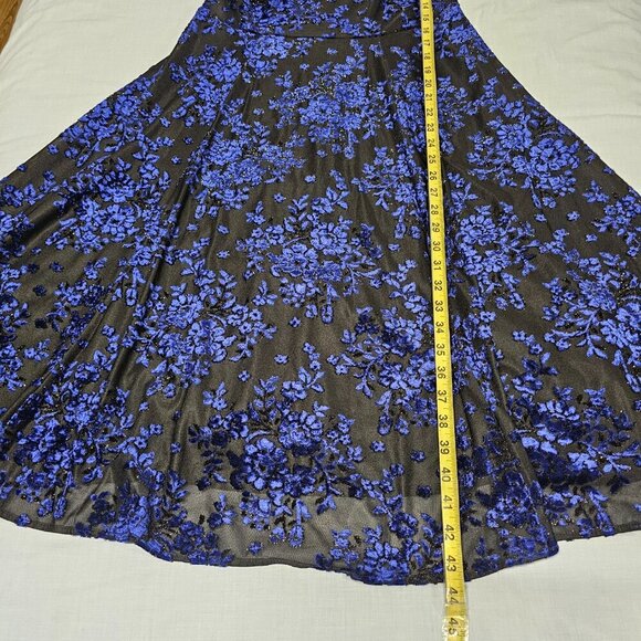 Betsey Johnson Burnout Fit & Flare Dress Women Size 10 Black Blue - Picture 12 of 16